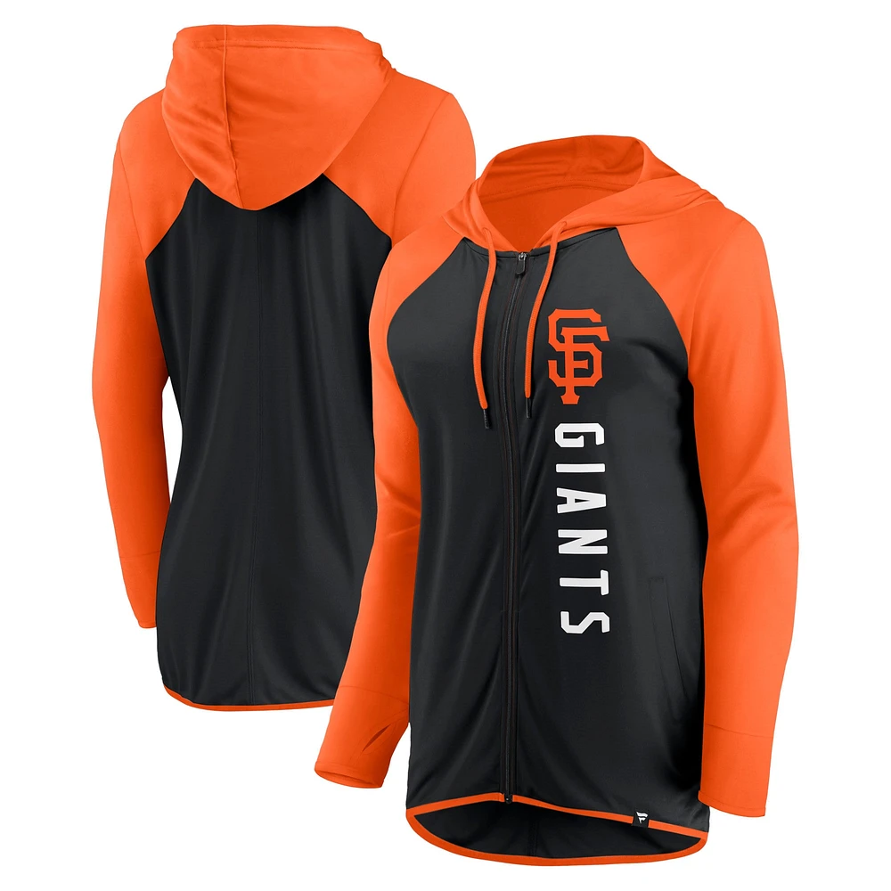 Veste à capuche entièrement zippée Fanatics pour femmes, noir/orange, San Francisco Giants Forever Fan