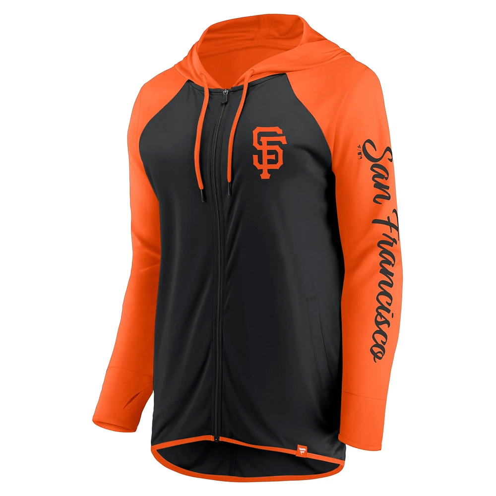 Women's Fanatics Black/Orange San Francisco Giants Script Sleeve Full-Zip Hoodie