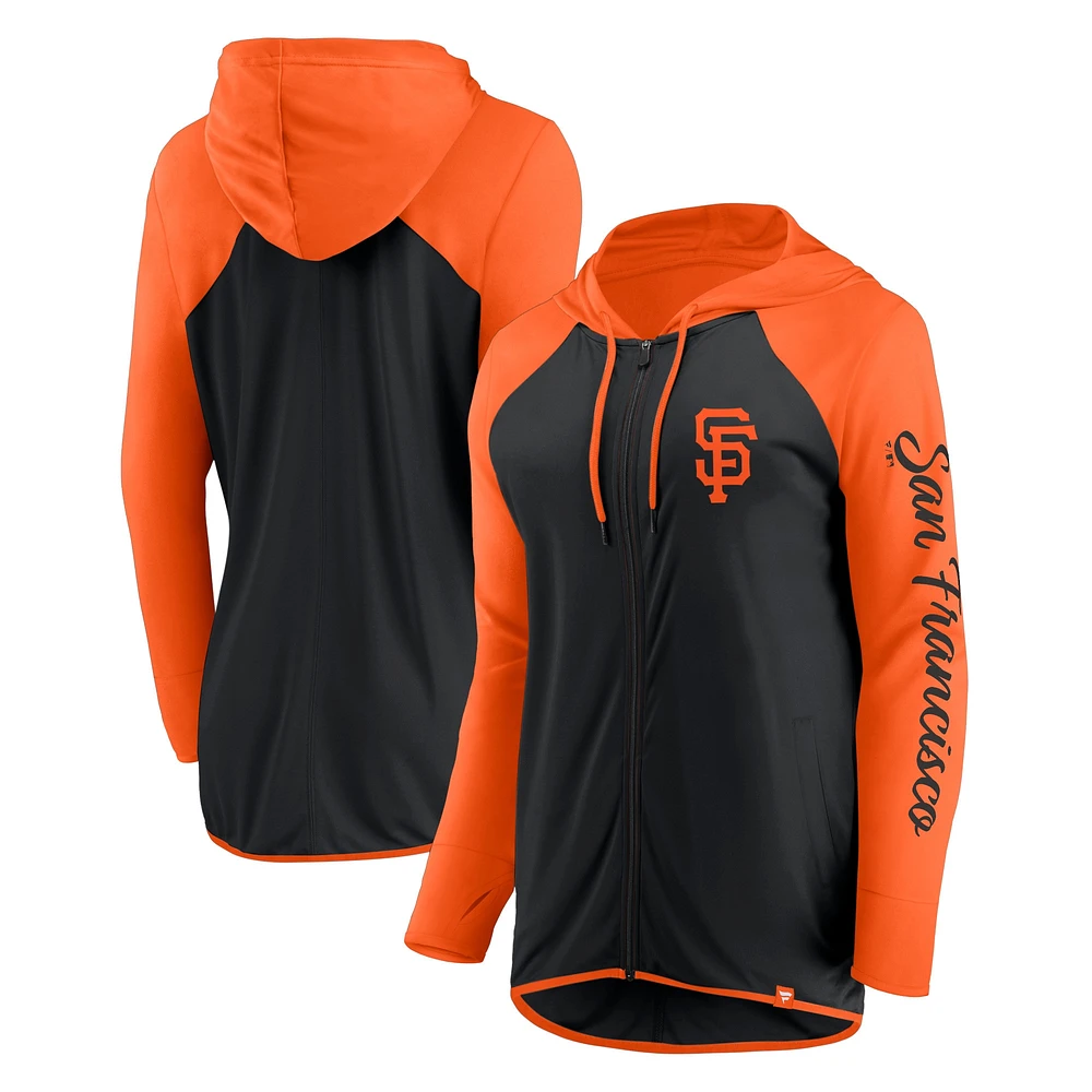 Sweat à capuche zippé manches longues Fanatics noir/orange San Francisco Giants pour femme