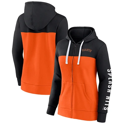 Women's Fanatics Black/Orange San Francisco Giants Take The Field Colorblocked Hoodie Full-Zip Jacket