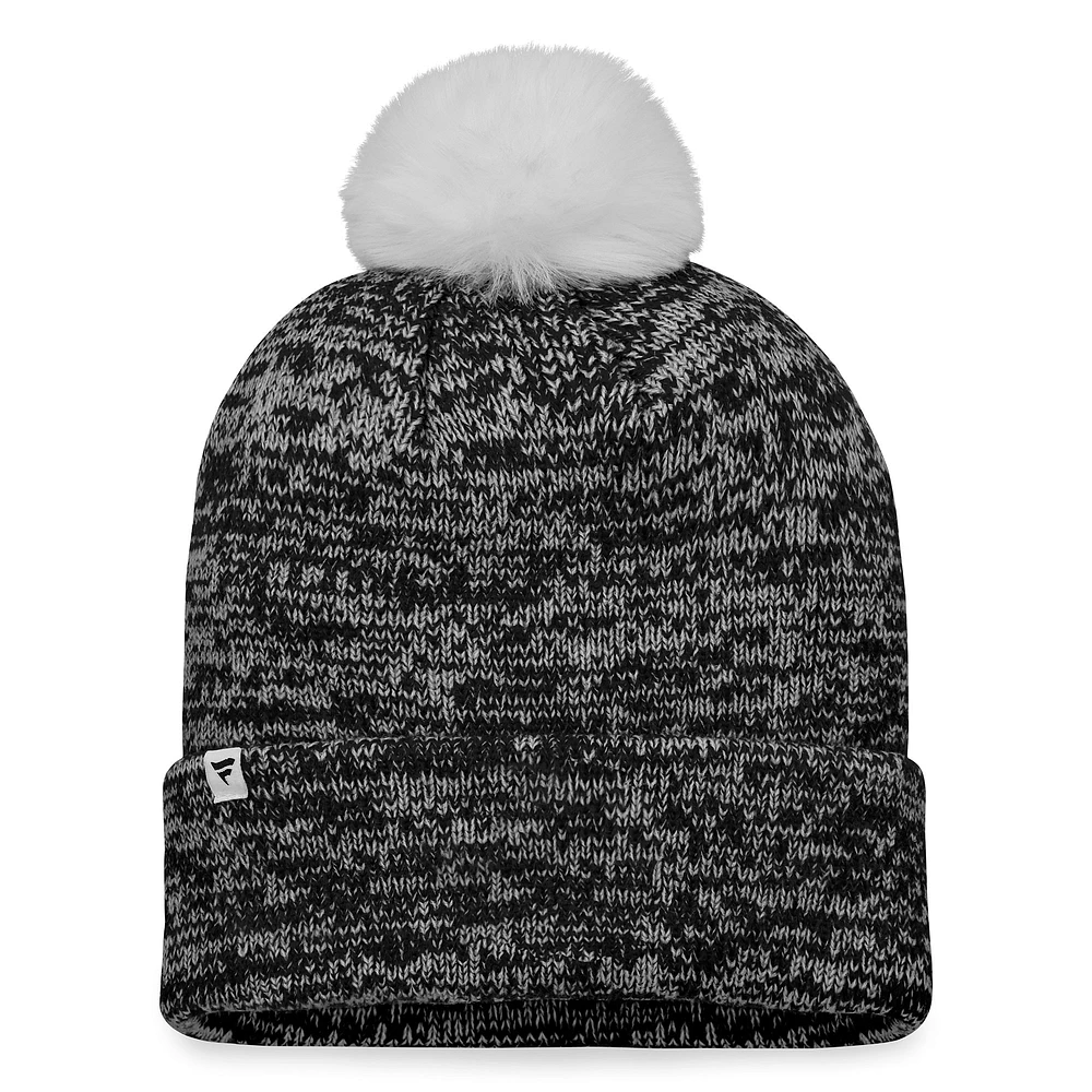 Bonnet en tricot à revers emblématique Fanatics pour femmes, noir/blanc, San Francisco Giants avec pompon