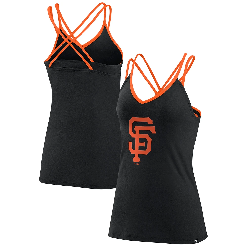 Women's Fanatics Black San Francisco Giants Barrel It Up Cross Back V-Neck Tank Top