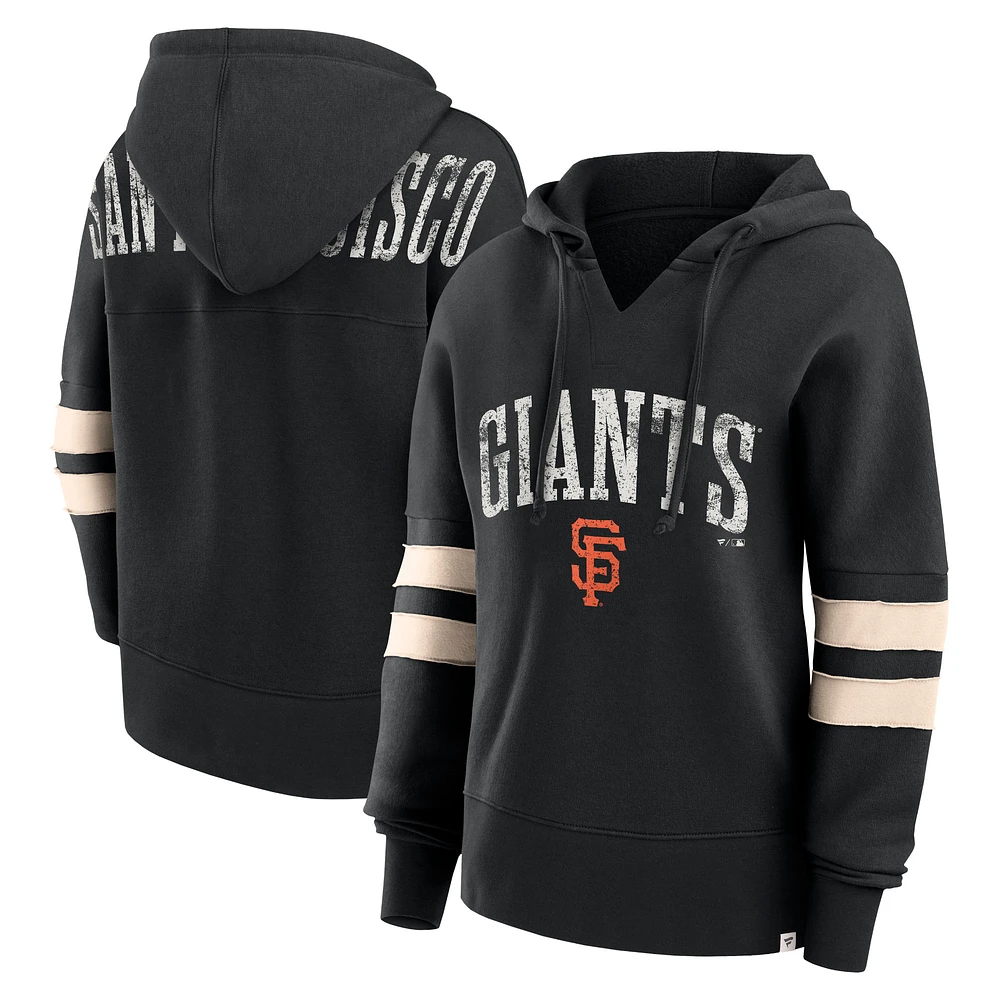 Women's Fanatics Black San Francisco Giants Bold Move Notch Neck High Hip Hoodie