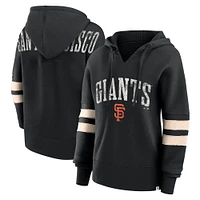 Sweat à capuche noir Fanatics pour femmes, Giants de San Francisco, Bold Move, col cranté, hanche haute