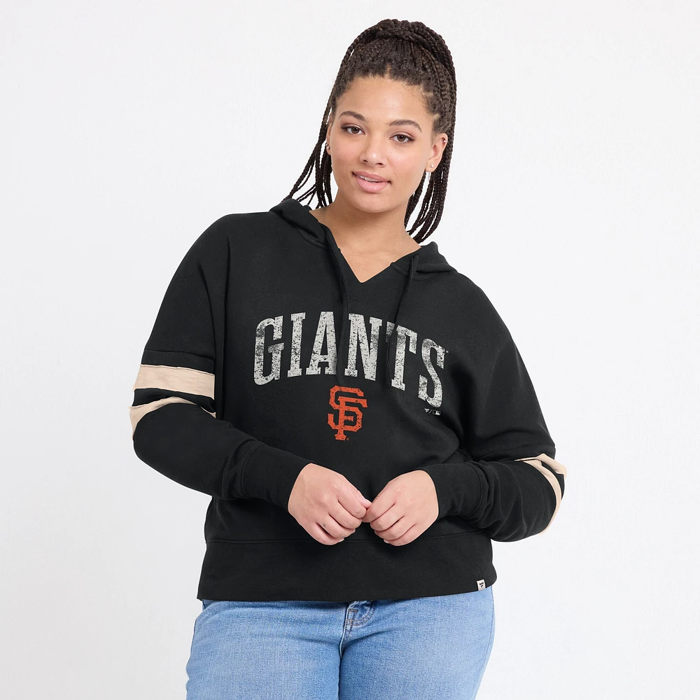 Sweat à capuche noir Fanatics pour femmes, Giants de San Francisco, Bold Move, col cranté, hanche haute