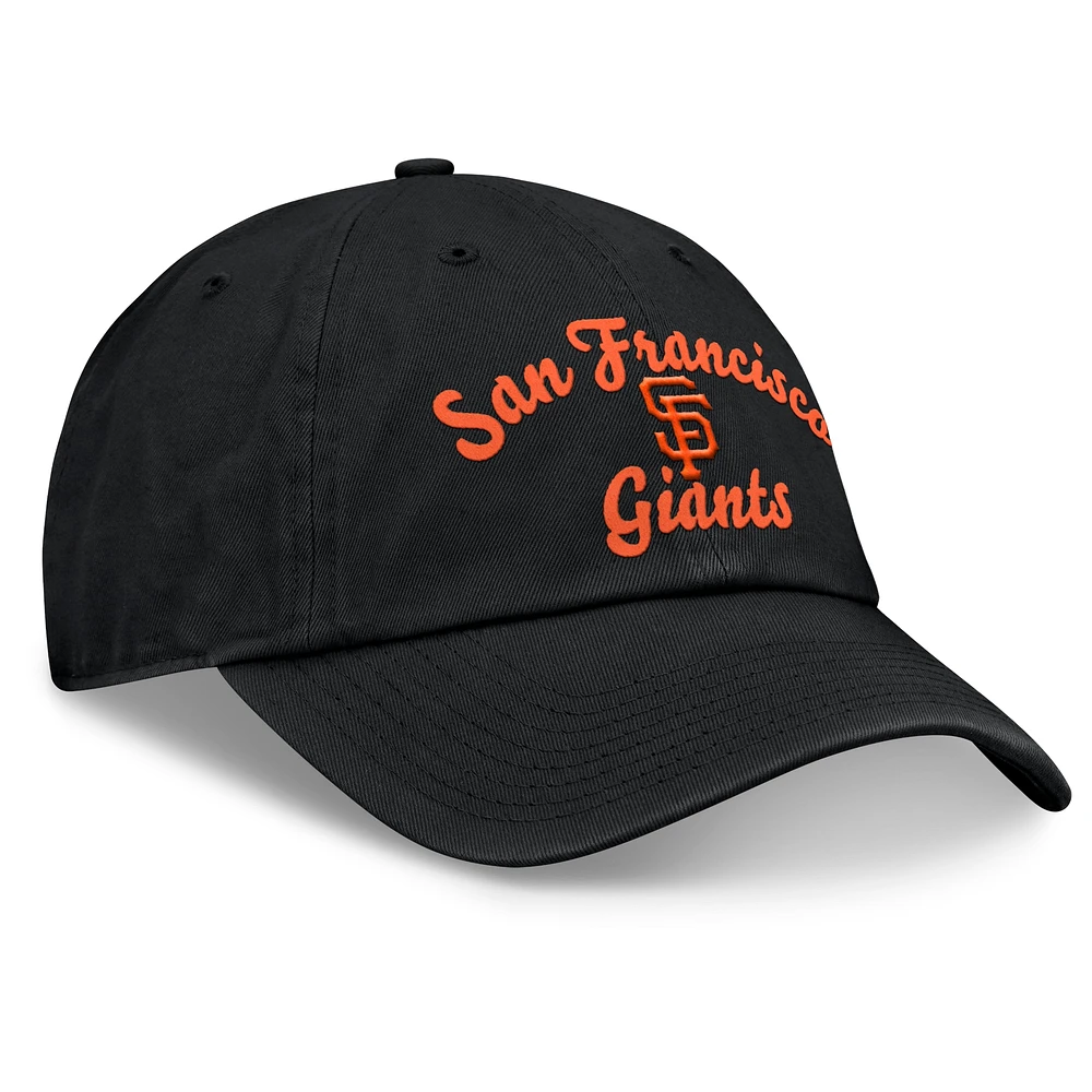 Casquette ajustable noire avec logo Fundamental Script des Giants de San Francisco Fanatics pour femmes