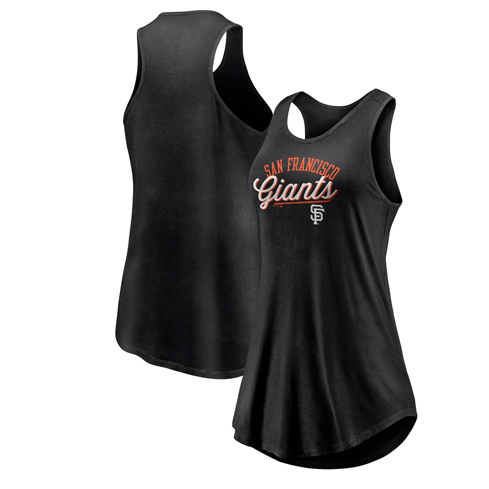 Women's Fanatics Black San Francisco Giants Simplicity Swing Racerback Scoop Neck Tank Top