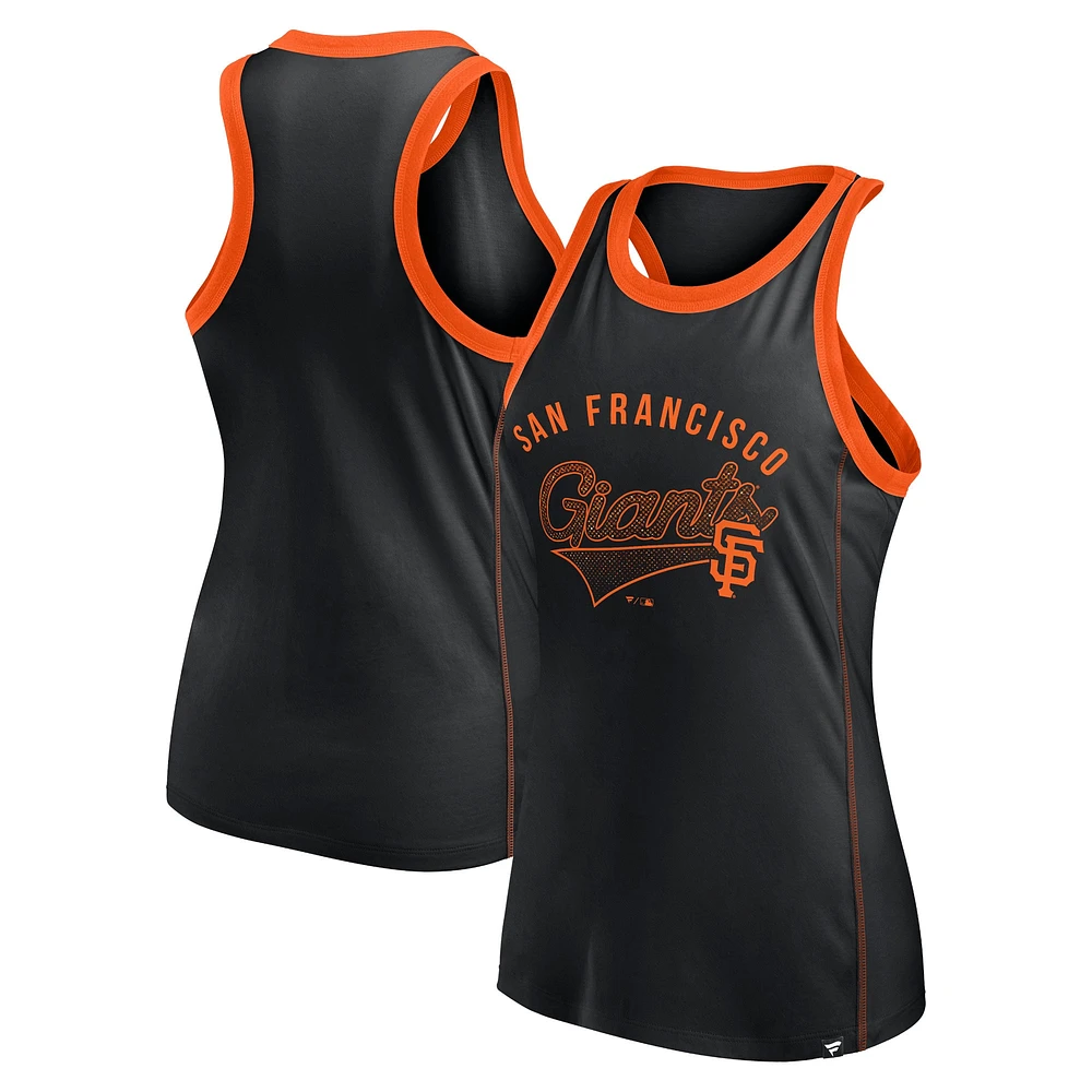 Women's Fanatics Black San Francisco Giants Tailsweep Fashion Racerback Rhinestone Tank Top