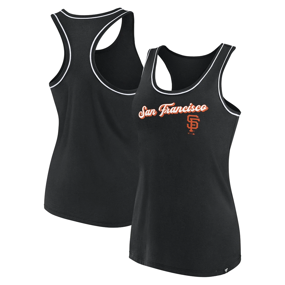 Débardeur noir à dos nageur avec logo Fanatics des Giants de San Francisco pour femmes