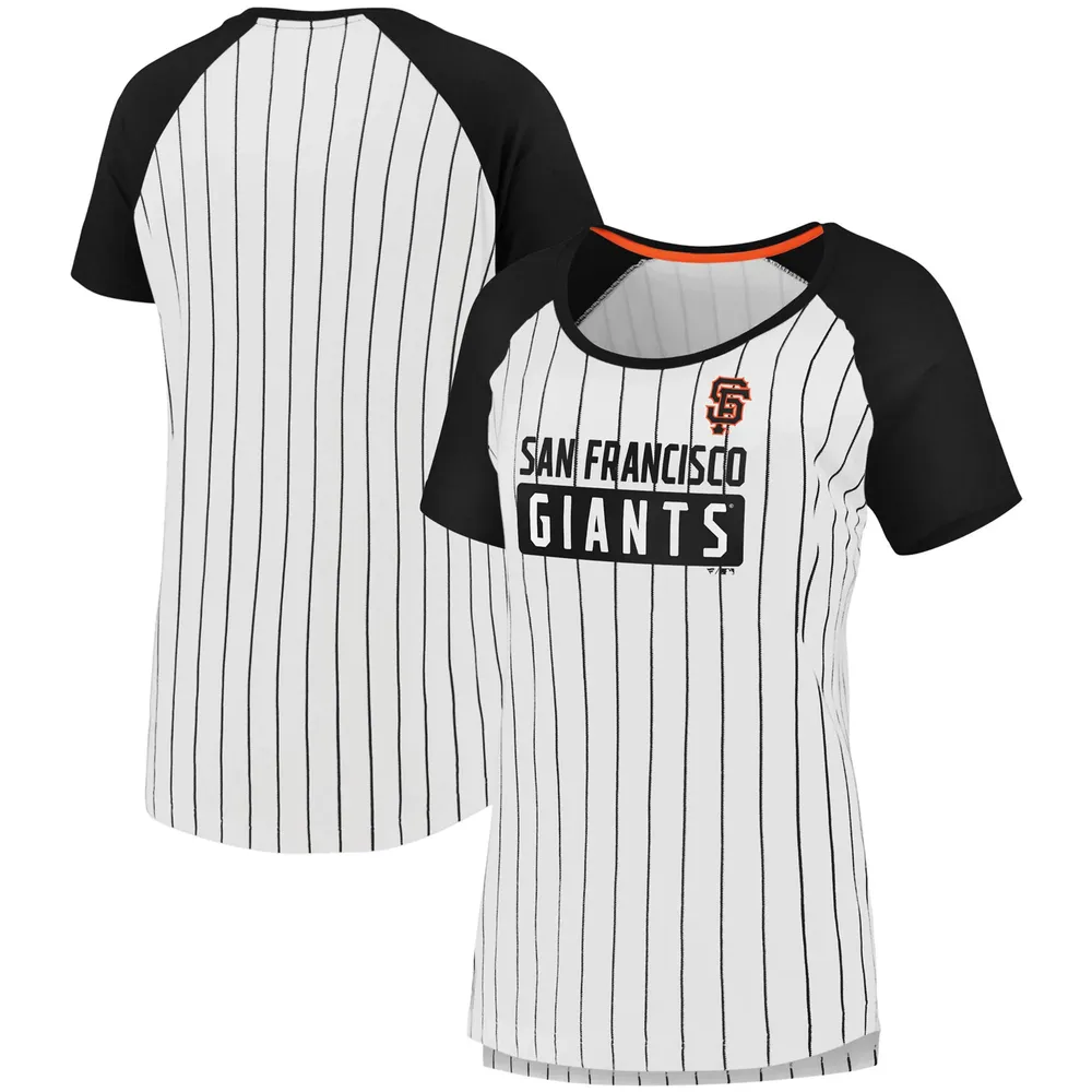 Lids San Francisco Giants Fanatics Branded Women's Iconic Pinstripe Raglan  Scoop Neck T-Shirt - White