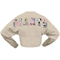 Women's Fanatics  Cream San Francisco Giants Floral Preppy Cropped Long Sleeve T-Shirt