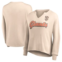 Fanatics Cream San Francisco Giants Go For It T-shirt à manches longues et col cranté en tricot gaufré pour femmes