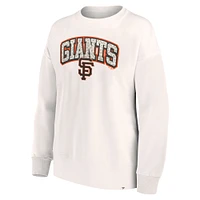 Women's Fanatics Cream San Francisco Giants Leopard Pullover Sweatshirt