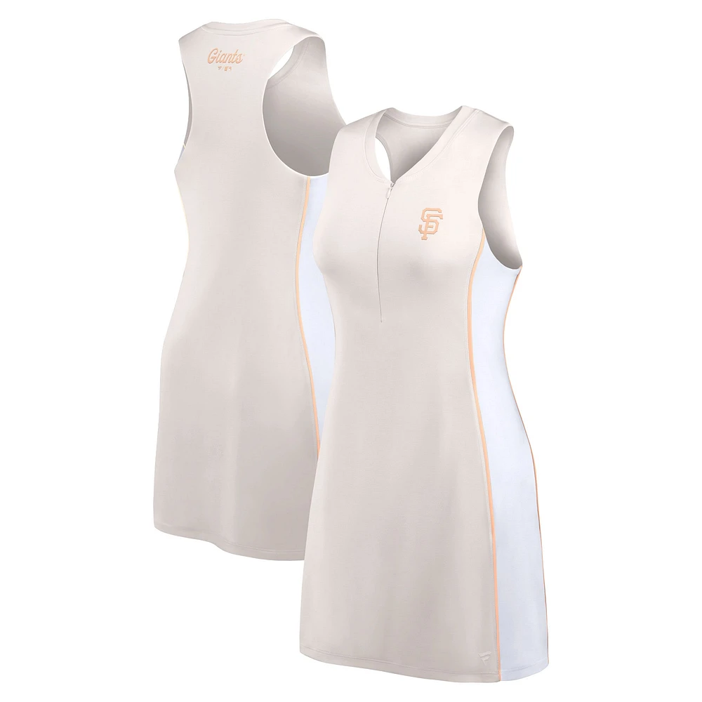 Women's Fanatics Cream San Francisco Giants Studio Boost Athletic Half-Zip Dress