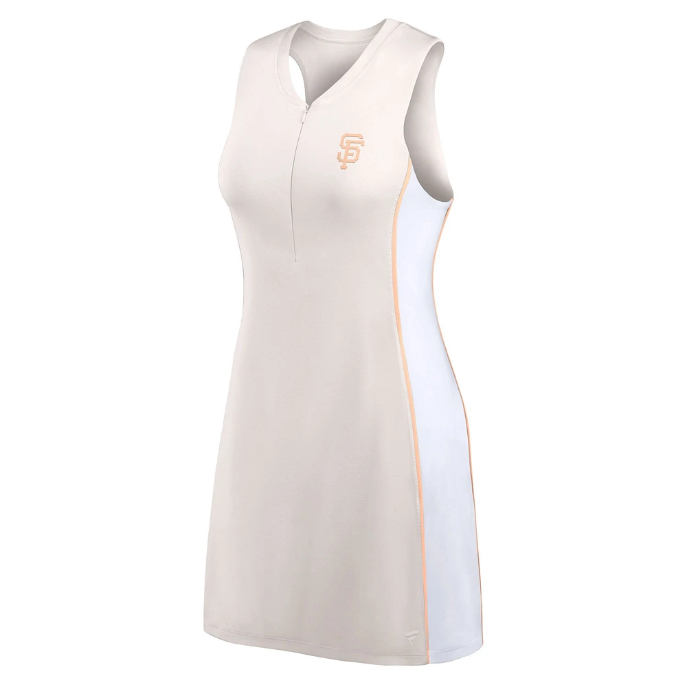 Robe à demi-zip athlétique Fanatics pour femmes crème San Francisco Giants Studio Boost