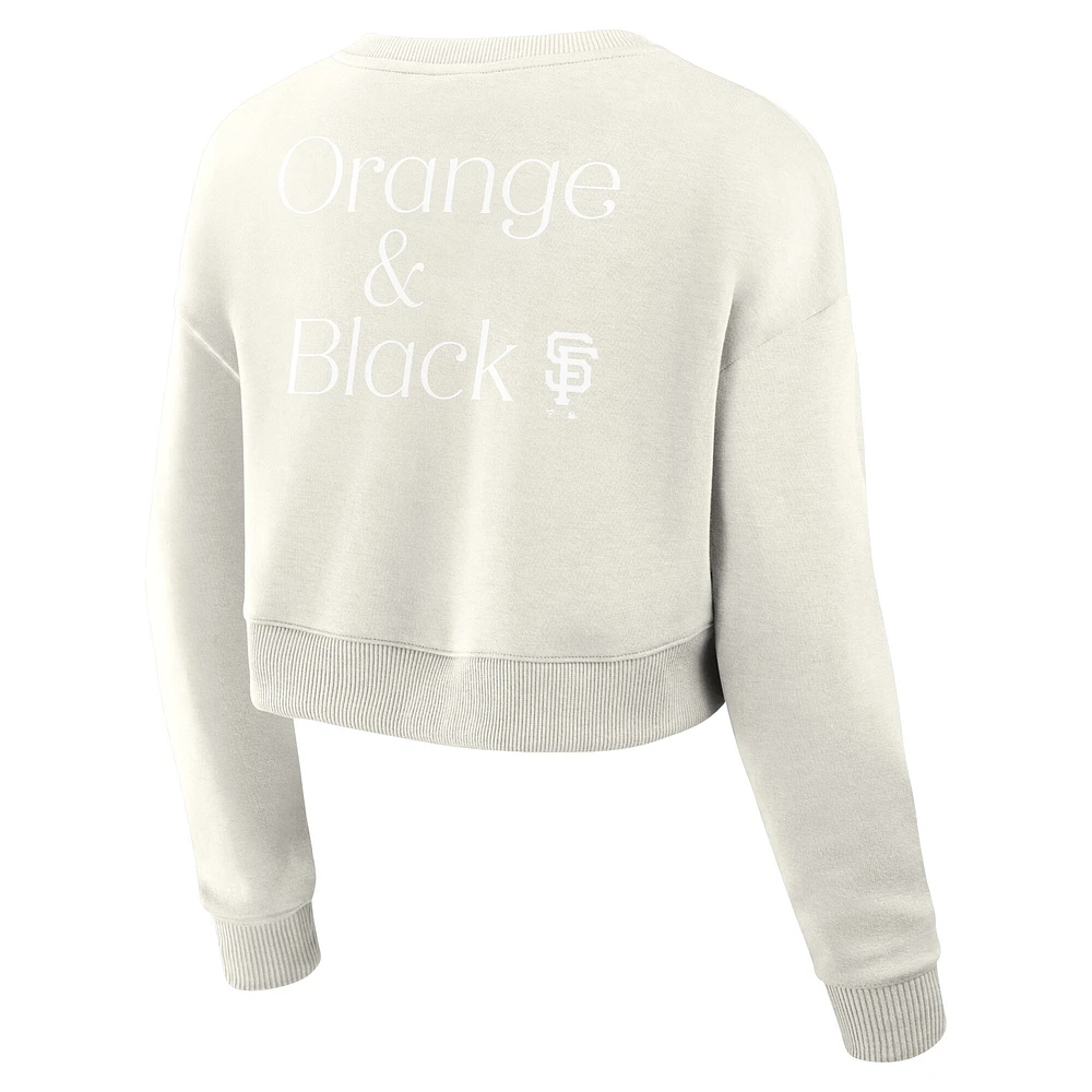 Sweat-shirt court Fanatics crème pour femme des Giants de San Francisco Studio