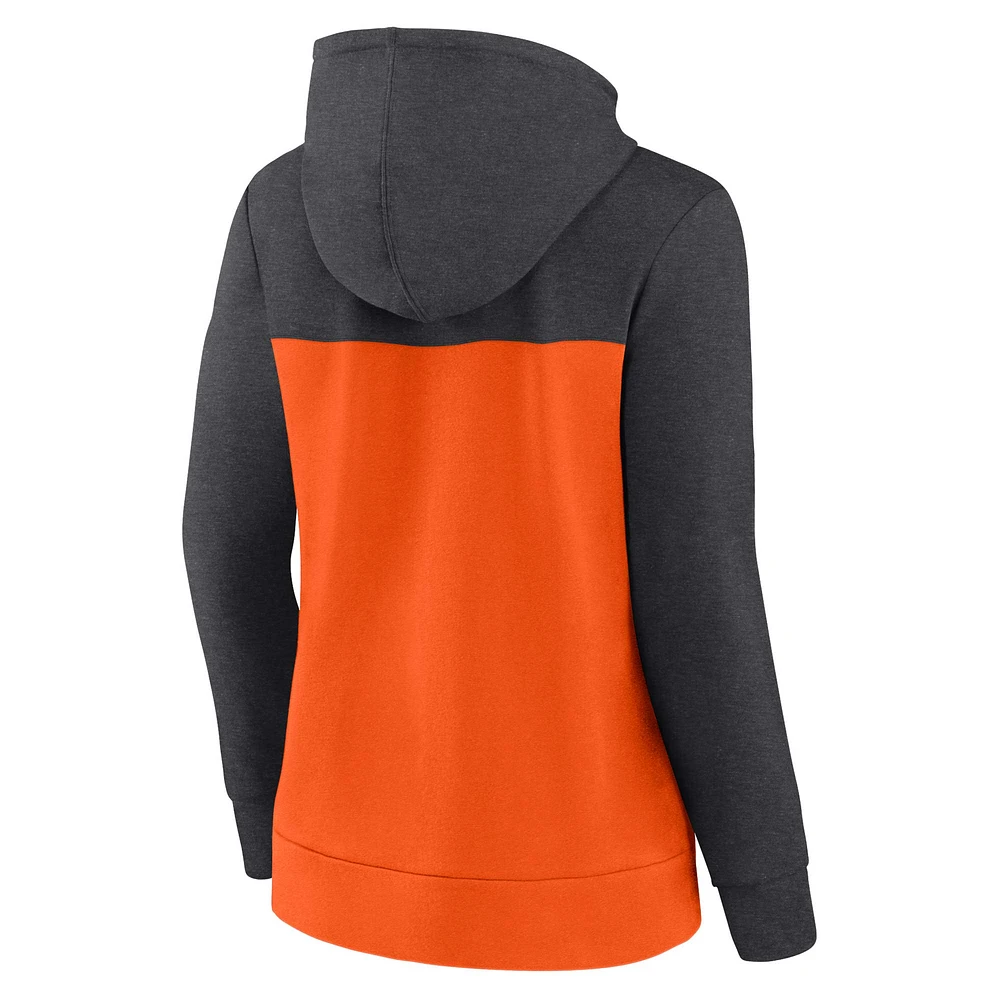 Women's Fanatics Heather Charcoal/Orange San Francisco Giants City Ties Hoodie Full-Zip Sweatshirt