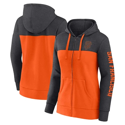 Women's Fanatics Heather Charcoal/Orange San Francisco Giants City Ties Hoodie Full-Zip Sweatshirt