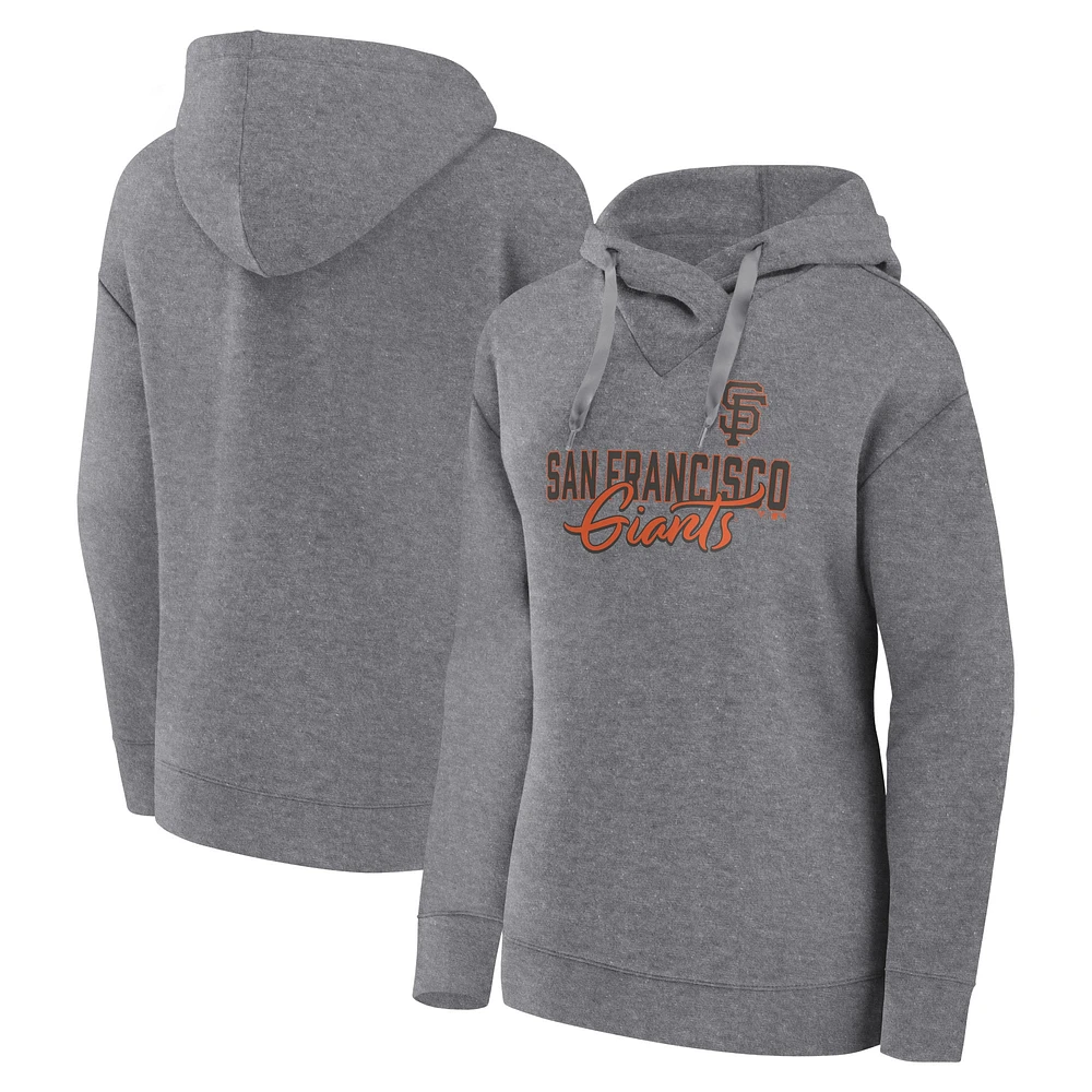 Women's Fanatics Heather Gray San Francisco Giants Script Favorite Lightweight Pullover Hoodie