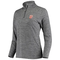 Women's Fanatics Heathered Black San Francisco Giants Zen Peached EcoTec Quarter-Zip Jacket