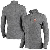 Women's Fanatics Heathered Black San Francisco Giants Zen Peached EcoTec Quarter-Zip Jacket