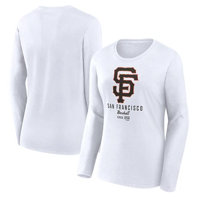 Women's Fanatics  White San Francisco Giants Lightweight Fitted Long Sleeve T-Shirt