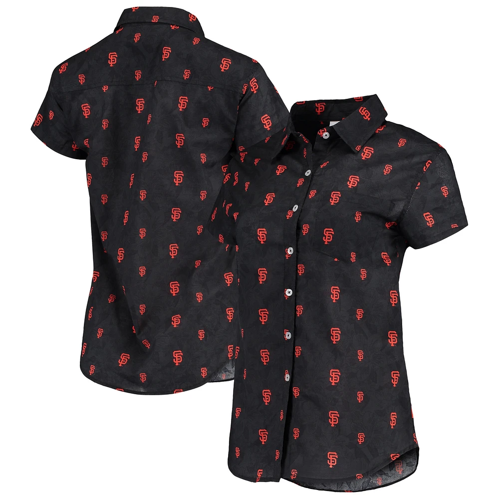 Chemise boutonnée à fleurs FOCO Giants de San Francisco pour femme, noire