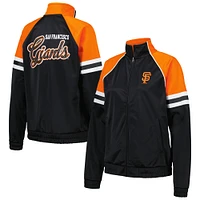 Women's G-III 4Her by Carl Banks Black San Francisco Giants First Place Raglan Full-Zip Track Jacket