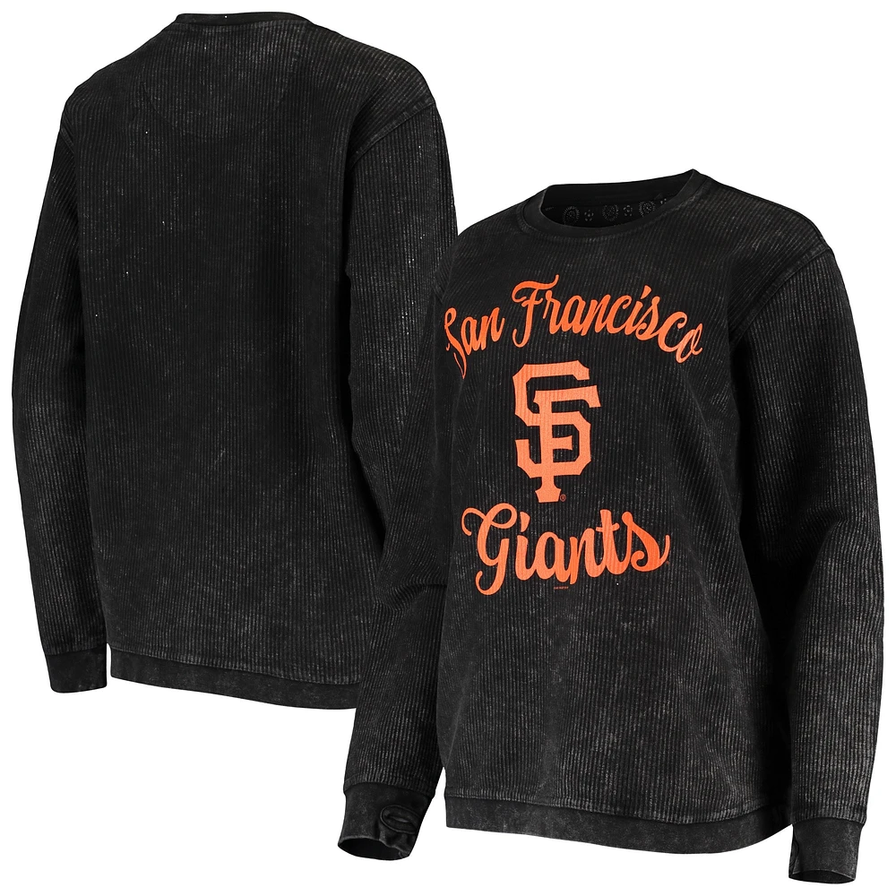 Women's G-III 4Her by Carl Banks Black San Francisco Giants Script Comfy Cord Pullover Sweatshirt