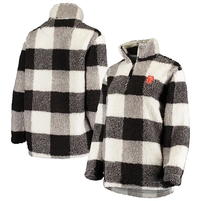 Women's G-III Sports by Carl Banks Black/Gray San Francisco Giants Sherpa Plaid Quarter-Zip Jacket