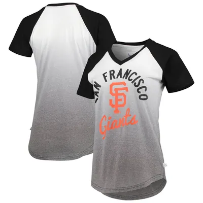 San Francisco Giants G-III Sports by Carl Banks Women's Shortstop Ombre Raglan V-Neck T-Shirt - Black/White