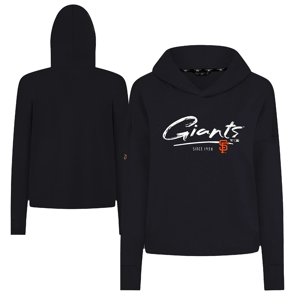 Sweat à capuche court noir Levelwear San Francisco Giants Accolade Sweet Express pour femme