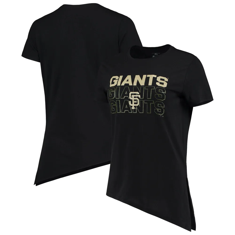 T-shirt noir Levelwear San Francisco Giants Birch Delta asymétrique pour femme