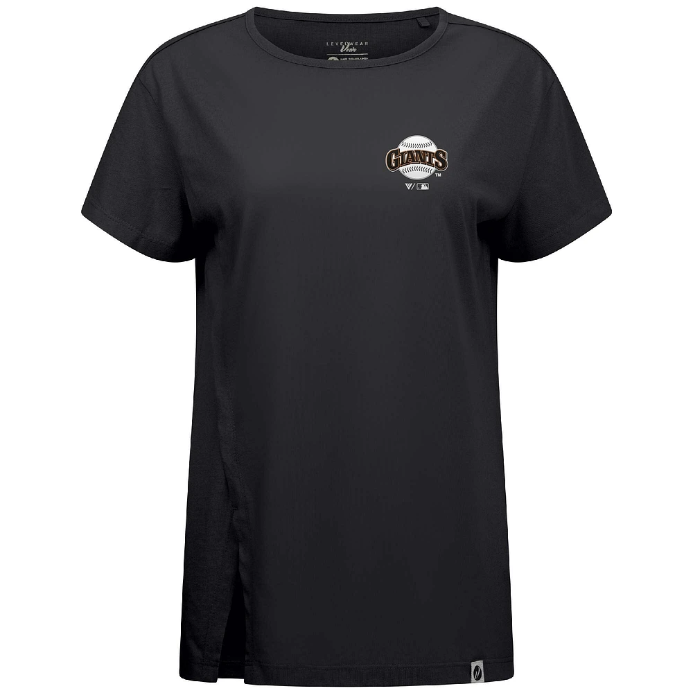 T-shirt noir pour femme avec logo Core Influx de la collection Cooperstown des Giants San Francisco Levelwear