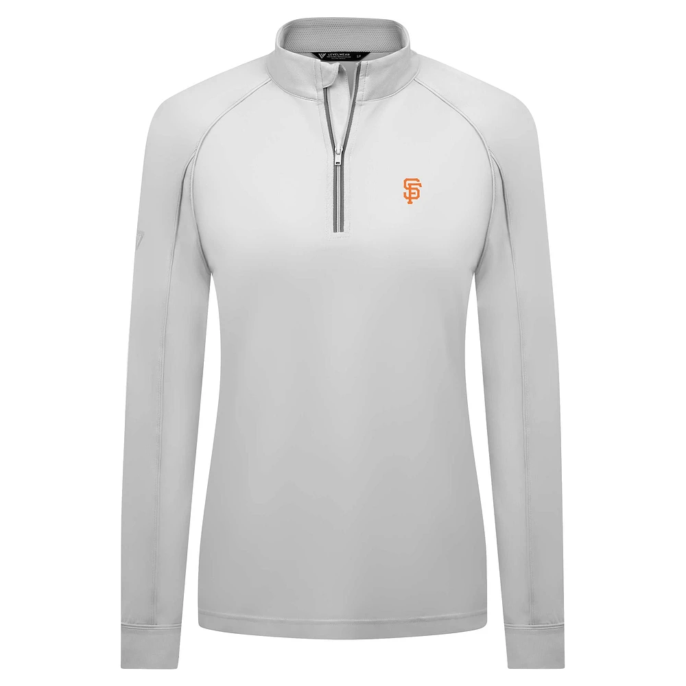 Women's Levelwear White San Francisco Giants Kinetic Insignia 2.0 Raglan Quarter-Zip Top