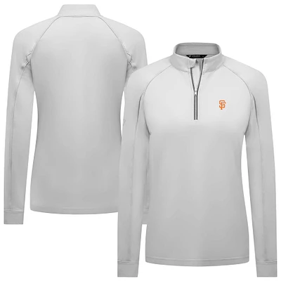 Women's Levelwear White San Francisco Giants Kinetic Insignia 2.0 Raglan Quarter-Zip Top