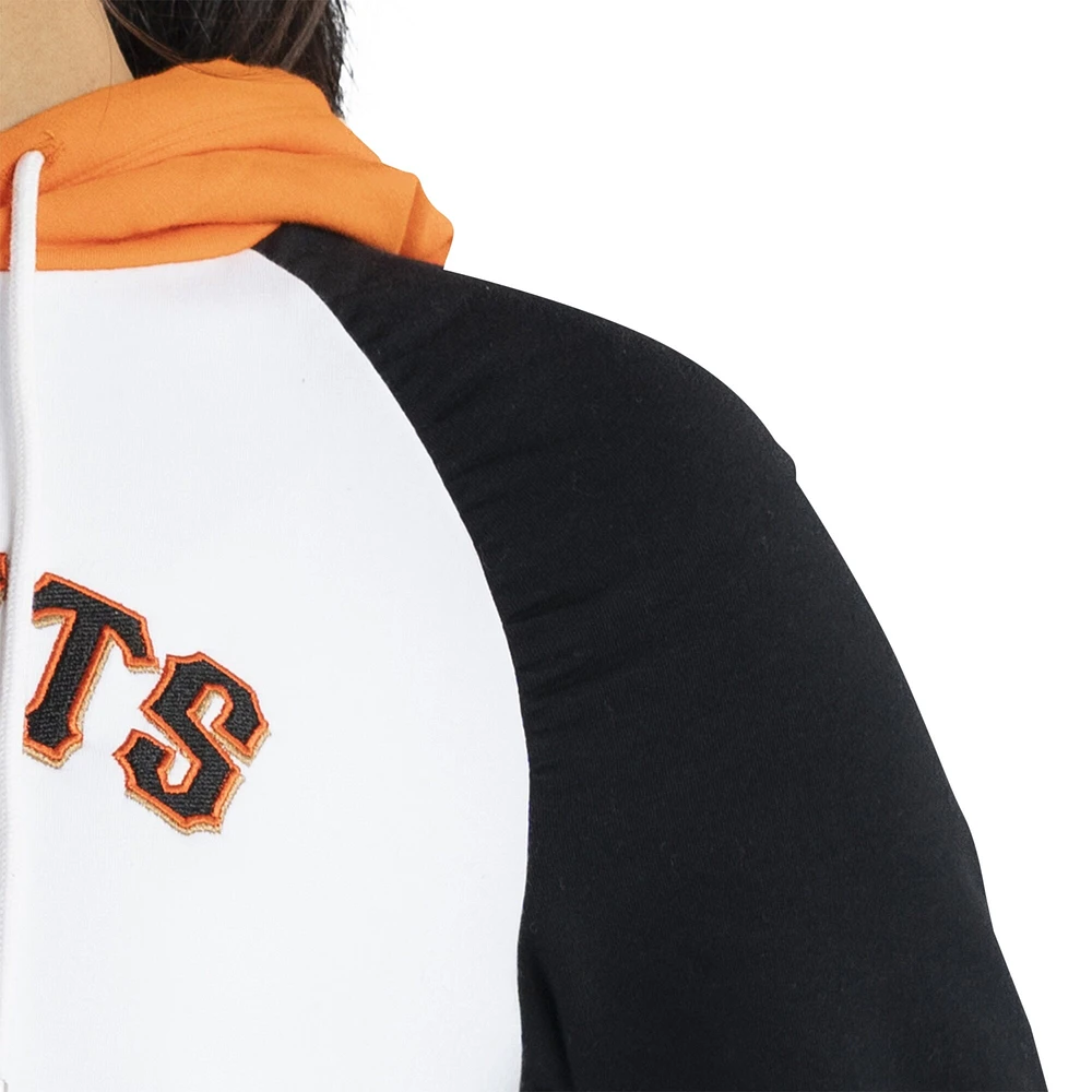 Women's Lusso White San Francisco Giants Marlowe Tri-Blend Raglan Pullover Hoodie