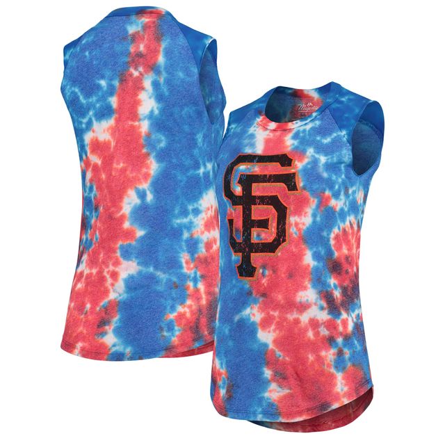 Débardeur musculaire tri-mélange Tie-Dye Majestic Threads rouge/bleu San Francisco Giants pour femmes