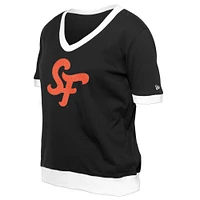 Women's New Era  Black San Francisco Giants 2025 City Connect Rhinestone V-Neck T-Shirt