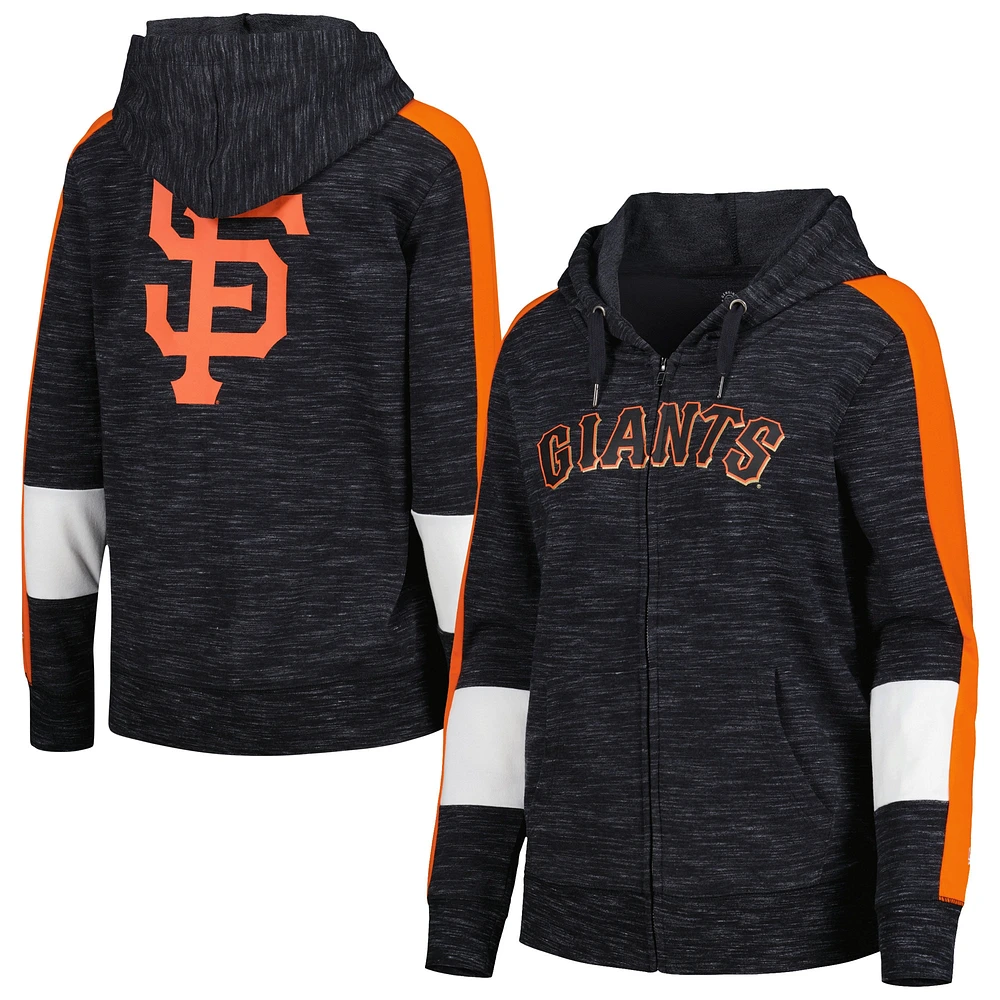 Sweat à capuche zippé sur toute la longueur des San Francisco Giants New Era pour femme, noir, color block