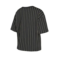 Women's New Era Black San Francisco Giants Cooperstown Collection Multiplier Pinstripe Cropped T-Shirt