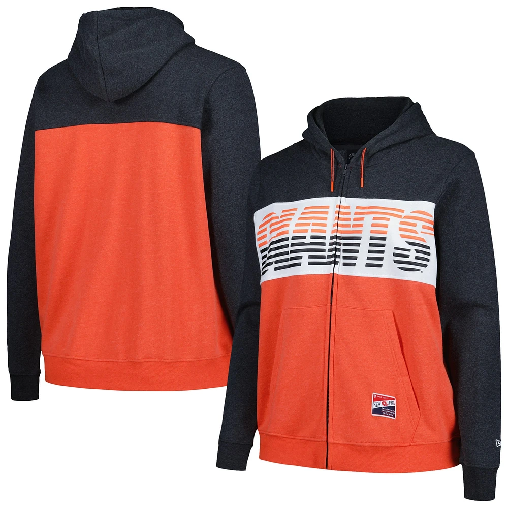 Sweat à capuche entièrement zippé avec blocs de couleur grande taille New Era pour femme, noir, San Francisco Giants