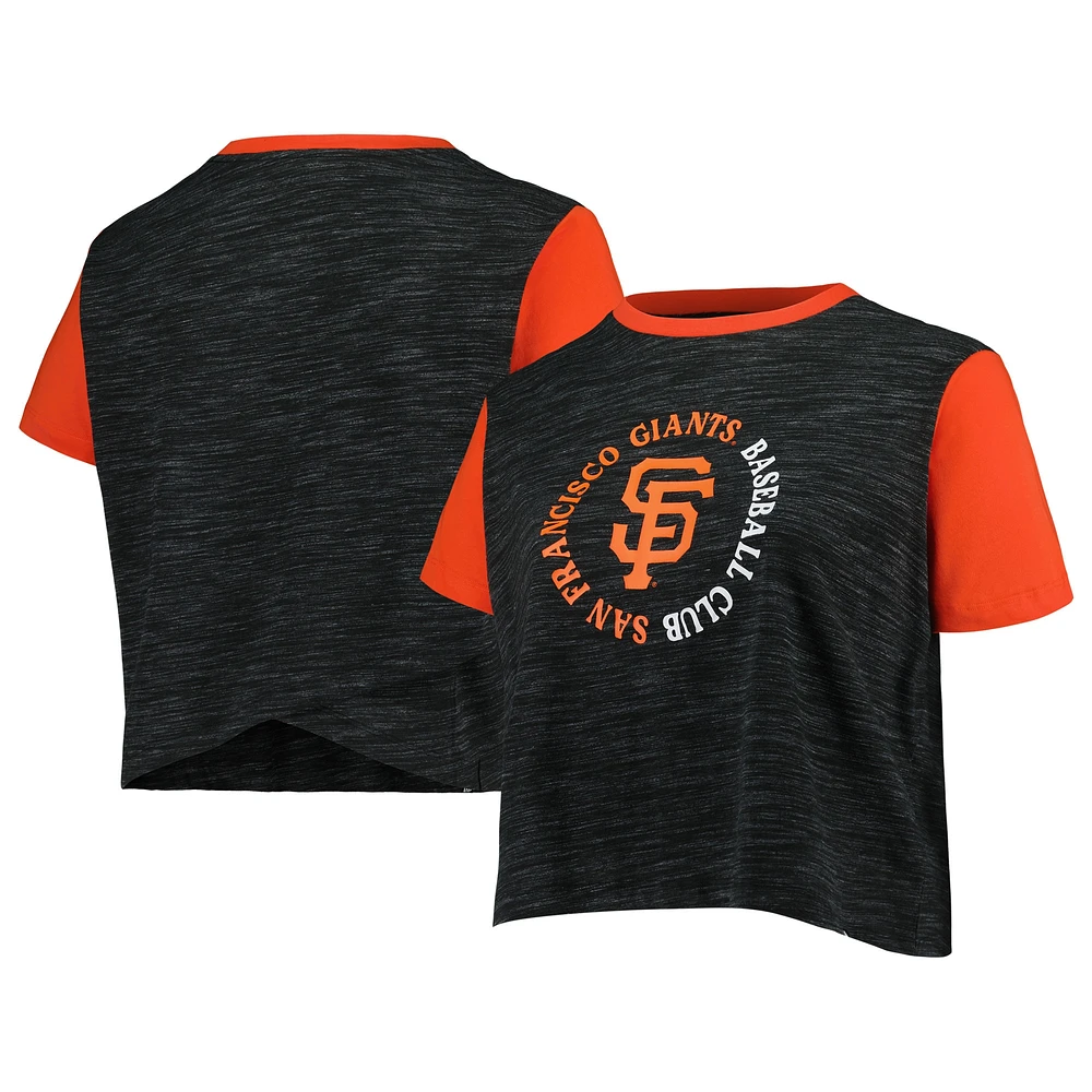 Women's New Era Black San Francisco Giants Plus Crossover Back Cropped T-Shirt