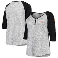 San Francisco Giants '47 Women's Foil Henley Raglan 3/4-Sleeve T-Shirt -  Black