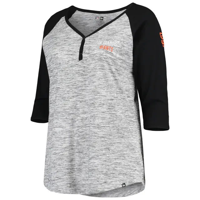 New Era Women's New Era Black San Francisco Giants Plus Space Dye  3/4-Sleeve Raglan Henley T-Shirt