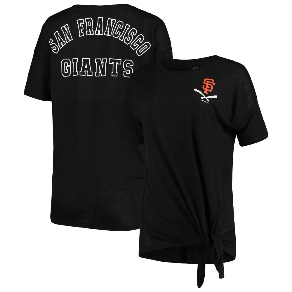 Lids San Francisco Giants New Era Women's Slub Jersey Scoop Neck Side Tie T- Shirt - Black