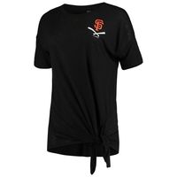 Women's New Era Black San Francisco Giants Slub Jersey Scoop Neck Side Tie T-Shirt