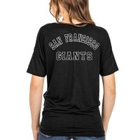 Women's New Era Black San Francisco Giants Slub Jersey Scoop Neck Side Tie T-Shirt