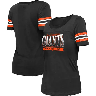 Lids San Francisco Giants New Era Women's Baby Jersey Cropped Long Sleeve T- Shirt - Black