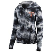 Women's New Era Black San Francisco Giants Tie-Dye Fleece Full-Zip Hoodie